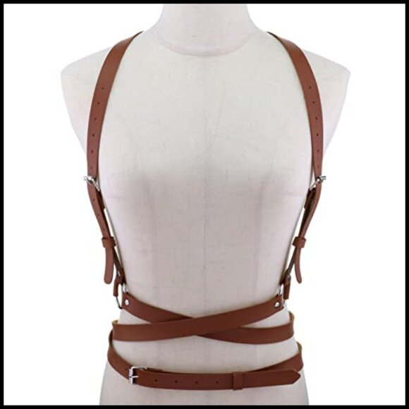 Punk Style Faux Leather Waist Harness Belt Adjustable Cincher Y2K Chic